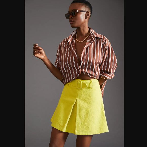 Anthropologie Maeve Belted Mini Skirt - New - Size 10 - Picture 1 of 5